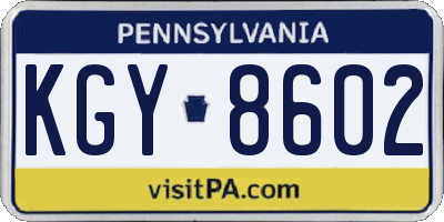 PA license plate KGY8602