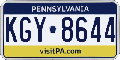 PA license plate KGY8644