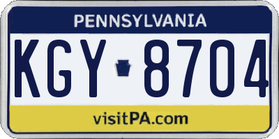 PA license plate KGY8704
