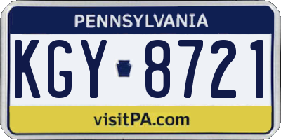 PA license plate KGY8721