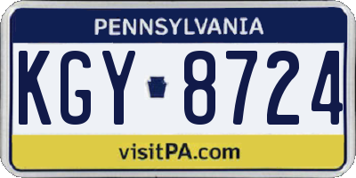 PA license plate KGY8724