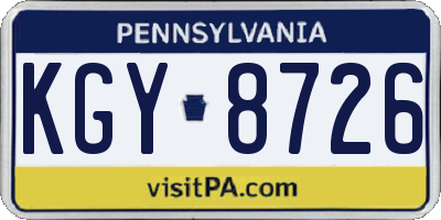 PA license plate KGY8726
