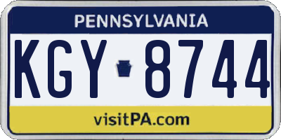 PA license plate KGY8744