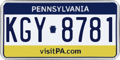 PA license plate KGY8781