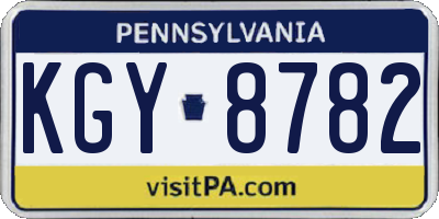 PA license plate KGY8782