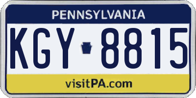 PA license plate KGY8815