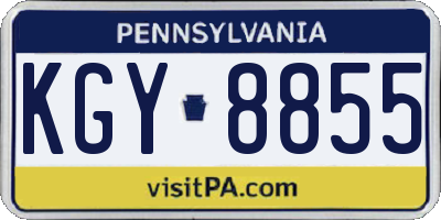 PA license plate KGY8855