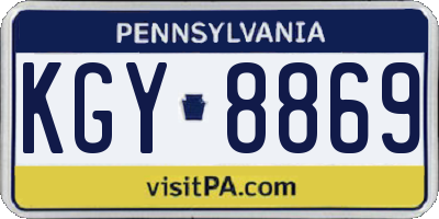 PA license plate KGY8869