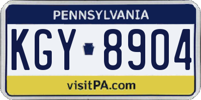 PA license plate KGY8904