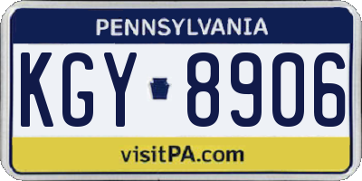 PA license plate KGY8906