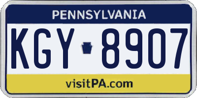 PA license plate KGY8907