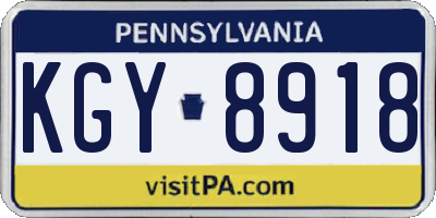 PA license plate KGY8918