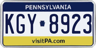 PA license plate KGY8923