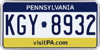 PA license plate KGY8932