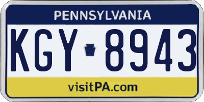PA license plate KGY8943