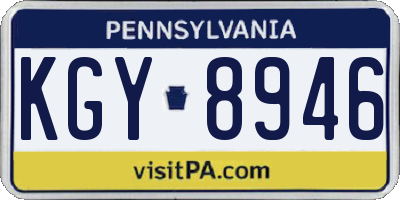 PA license plate KGY8946