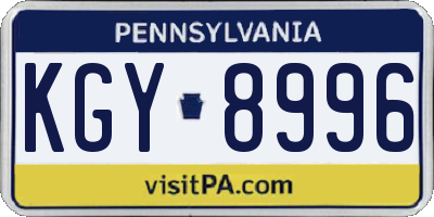 PA license plate KGY8996