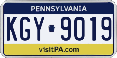 PA license plate KGY9019