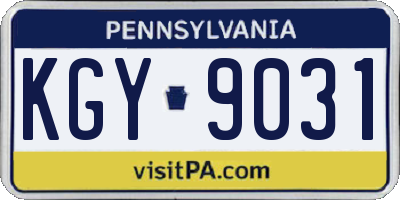 PA license plate KGY9031
