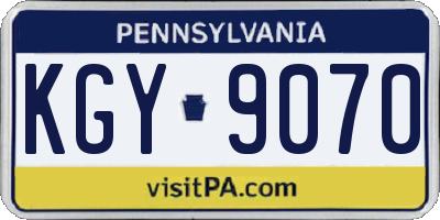 PA license plate KGY9070