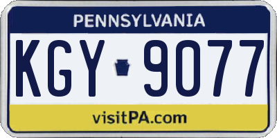 PA license plate KGY9077