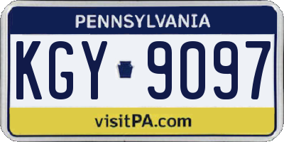 PA license plate KGY9097