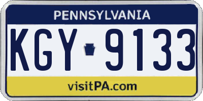 PA license plate KGY9133