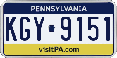 PA license plate KGY9151