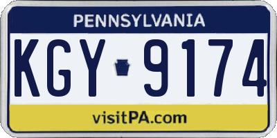 PA license plate KGY9174