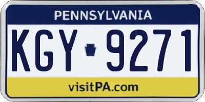 PA license plate KGY9271