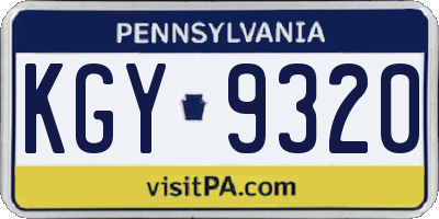 PA license plate KGY9320