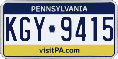 PA license plate KGY9415