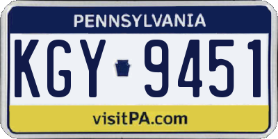 PA license plate KGY9451