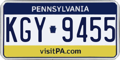 PA license plate KGY9455