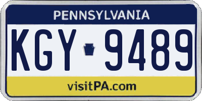 PA license plate KGY9489