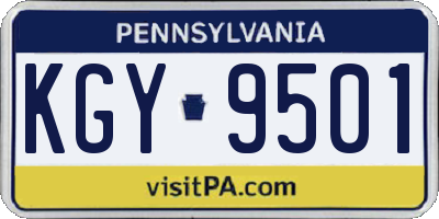 PA license plate KGY9501