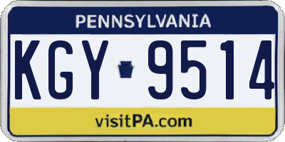 PA license plate KGY9514
