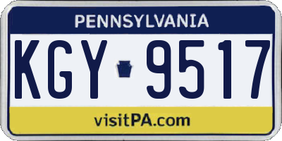 PA license plate KGY9517