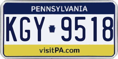 PA license plate KGY9518
