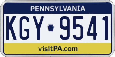 PA license plate KGY9541