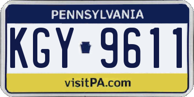 PA license plate KGY9611
