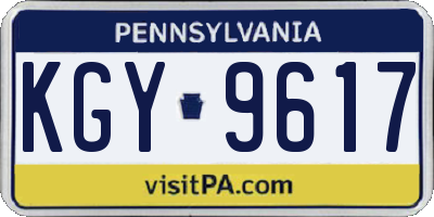 PA license plate KGY9617