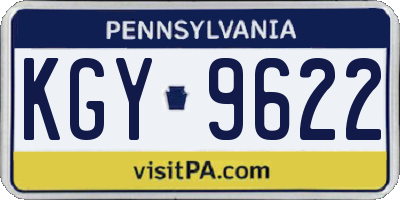 PA license plate KGY9622