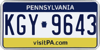 PA license plate KGY9643