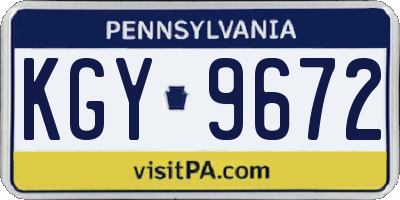 PA license plate KGY9672