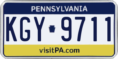 PA license plate KGY9711
