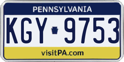 PA license plate KGY9753