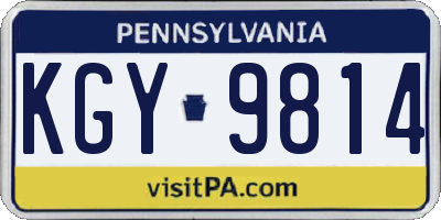 PA license plate KGY9814