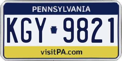 PA license plate KGY9821