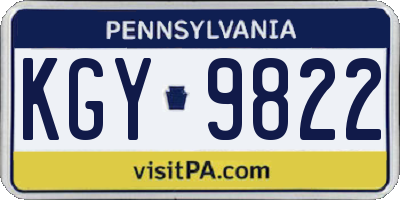 PA license plate KGY9822